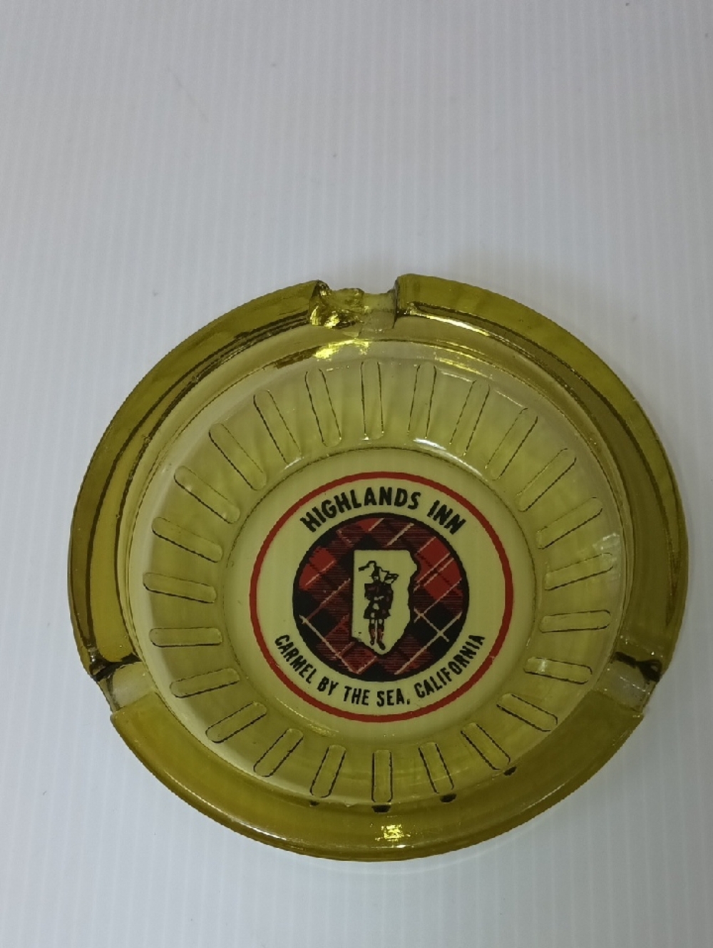Highlands Inn Yellow Glass Ashtray - Carmel by the Sea